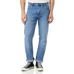 Jeans azules de corte recto rebajados ancho W32 con logo WRANGLER para hombre 