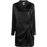 Vestidos negros de poliester de manga larga rebajados manga larga con escote cruzado DKNY talla XS para mujer 