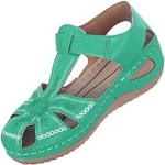 Sandalias verdes de cuero tipo botín hippie con tachuelas talla 38 para mujer 