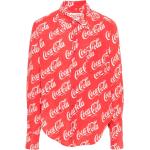 Camisas estampadas rojas de algodón Coca Cola tallas grandes manga larga para mujer 