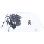 Camisetas estampada blancas de sintético Real Madrid manga corta con cuello redondo con logo Y-3 con motivo de rosa para hombre 
