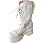 Botas blancas de goma de caña baja  de verano con cremallera de punta redonda informales talla 39 para mujer 
