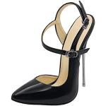 Zapatos negros de tacón con tacón de aguja de punta puntiaguda talla 42 para mujer 