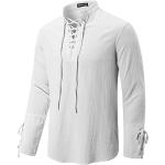 Disfraces blancos de algodón medievales de verano manga larga con cuello alto vintage talla M para hombre 