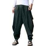 Pantalones grises de algodón de lino de verano tallas grandes bohemios talla 3XL para hombre 