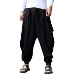 Pantalones negros de algodón de lino de verano bohemios talla M para hombre 