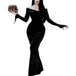 YAOHUOLE Vestido de Halloween para mujer, sin hombros, para cóctel, vestido de noche, vestido largo, disfraz de Halloween, adulto, negro, 02 negro., S