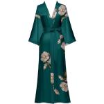 Batas verdes de seda de seda  floreadas talla XL para mujer 