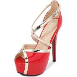 Zapatos rojos de goma de novia de verano de punta puntiaguda talla 44 para mujer 