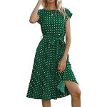 Vestidos verdes de poliester de lunares informales con lunares talla L para mujer 