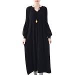 Vestidos negros de lana de manga larga de invierno manga larga con cuello redondo informales Talla Única para mujer 