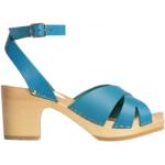 Sandalias azules de cuero de tiras con tacón de 7 a 9cm talla 36 para mujer 