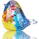 YU FENG Figura decorativa de pájaro de cristal soplado coleccionable colorido realista pájaro escultura pisapapeles para decoración del hogar mesa centro de mesa presente