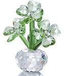YU FENG Trébol de cuatro hojas Flores de cristal Ornamento Regalos Figuras de cristal Artesanal Facetado Decoración floral