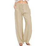 Pantalones beige de poliester con pijama de verano informales talla M para mujer 
