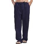 Pantalones azul marino de algodón de cintura alta de verano tallas grandes informales talla XXL para hombre 