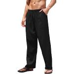 Pantalones negros de algodón de cintura alta de verano informales talla L para hombre 