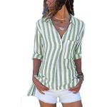 Camisas estampadas verdes tallas grandes manga larga marineras con rayas talla XXL para mujer 