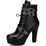 Zapatos negros de sintético con plataforma con cordones de punta redonda con tacón más de 9cm talla 46 para mujer 