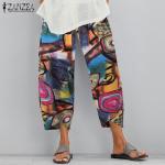 Pantalones estampados multicolor de algodón tallas grandes vintage talla 3XL para mujer 