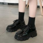 Zapatillas negras de poliester con cuña para mujer 