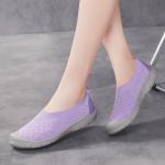 Zapatillas lila de cuero de piel de verano con tacón hasta 3cm de punto talla 39 para mujer 