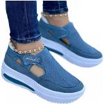 Zapatillas antideslizantes azules de goma de primavera con velcro livianas informales acolchadas talla 37 para mujer 