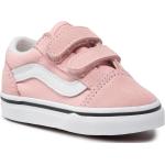 Zapatillas rosas de piel de tenis rebajadas con velcro Vans infantiles 