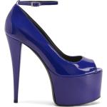 Zapatos peep toe azules de cuero rebajados con tacón más de 9cm con logo GIUSEPPE ZANOTTI talla 39 para mujer 