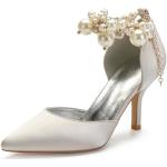 Zapatos plateado de goma de novia sexy con perlas talla 36 para mujer 