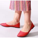 Zapatillas rojas de cuero de piel para mujer 