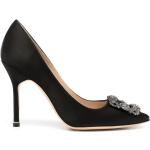 Zapatos negros de cuero sin cordones con hebilla con tacón más de 9cm formales con logo Manolo Blahnik talla 38 para mujer 