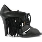 Zapatos peep toe negros de piel con cordones Louis Vuitton con flecos talla 38,5 para mujer 