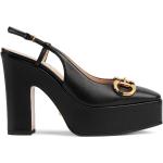 Zapatos negros de cuero con plataforma con tacón cuadrado con tacón más de 9cm Gucci talla 38 para mujer 