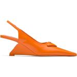 Zapatos naranja de cuero de tacón con tacón cuadrado con tacón de 7 a 9cm con logo Prada talla 37,5 para mujer 