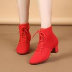 Zapatos rojos de cuero de tacón con tacón de 5 a 7cm para mujer 
