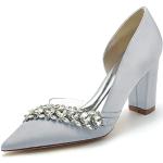 Zapatos plateado de Diamantes de novia de punta puntiaguda formales acolchados talla 40 para mujer 