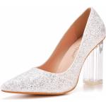 Zapatos blancos de goma de novia con tacón más de 9cm formales con perlas talla 36,5 para mujer 