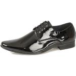 Zapatos de charol para hombre con punta fina y cordoneras con 4 ojales, color negro, color Negro, talla 45 EU