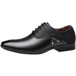 Zapatos de cuero de estilo clásico para hombre, sin cordones, suela de goma baja, tacón de bloque, zapatos de vestir de cuero para hombre, ancho, Black, 43.5 EU