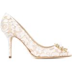 Zapatos blancos de lino de tacón con logo Dolce & Gabbana talla 42 para mujer 
