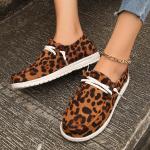 Zapatillas de lona de lona leopardo para mujer 