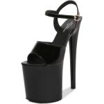 Sandalias negras de charol con plataforma con tacón más de 9cm para mujer 