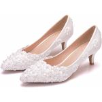 Zapatos blancos de goma de novia formales de encaje talla 42 para mujer 