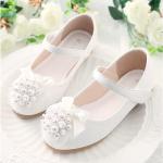 Sandalias blancas de goma de cuero de verano floreadas para niña 