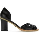 Zapatos negros de cuero de tacón con tacón cuadrado Sarah Chofakian talla 39 para mujer 