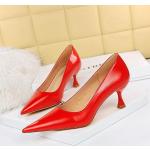 Zapatos rojos de caucho de tacón para mujer 