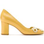 Zapatos amarillos de cuero de tacón con tacón cuadrado Sarah Chofakian talla 39 para mujer 