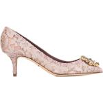 Zapatos rosa pastel de cuero de tacón con logo Dolce & Gabbana talla 42 para mujer 