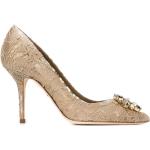 Zapatos beige de cuero de tacón con logo Dolce & Gabbana talla 40,5 para mujer 